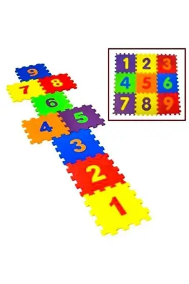 9 Parça Büyük Boy Rakamlı Sayılı Sünger Yapılı Oyun Karosu Yer Matı Puzzle Yapboz Turk-68803