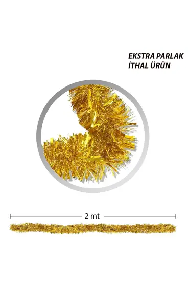 Parti İçin Sim Süs 2 Metre Uzunluk 6 cm Genişlik Altın Renk İthal