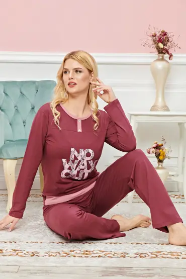 Bayan Uzun Kollu Pijama Takımı Model no 7609