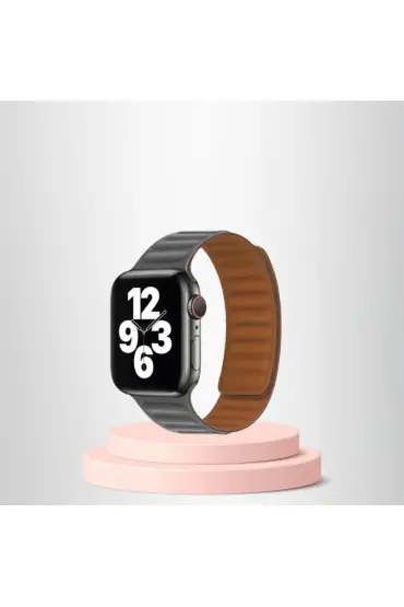 Apple Watch 42/44/45mm Uyumlu  İnce Dokuma Mıknatıslı Kordon GRİ