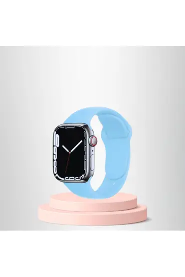 Apple Watch 38 40 41mm/S  A Kalite Kordon Kayış Bileklik Klasik Kaliteli Silikon Kordon AÇIK MAVİ