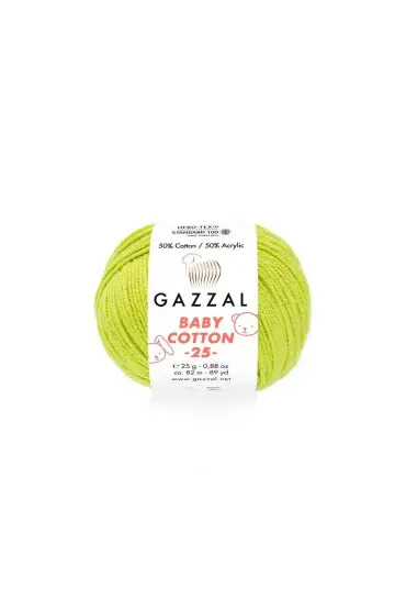 Gazzal Baby Cotton 25 El Örgü İpi Limonata 3457