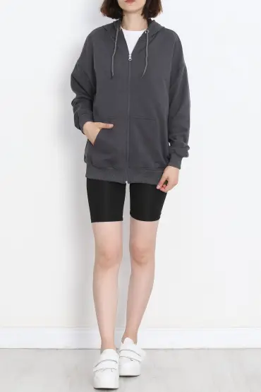 Kapşonlu Oversize Sweat Füme - 20201.053.