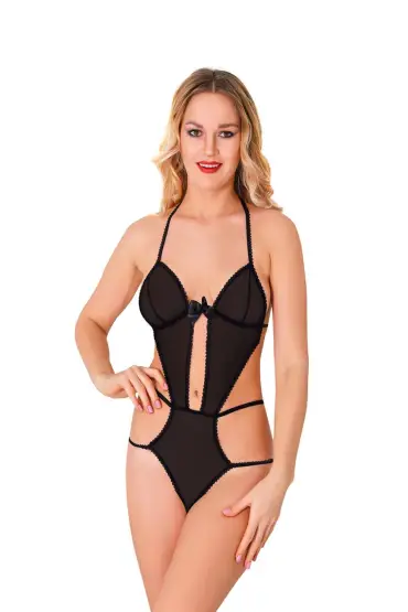 Siyah Lcralı Tül Bodysuit