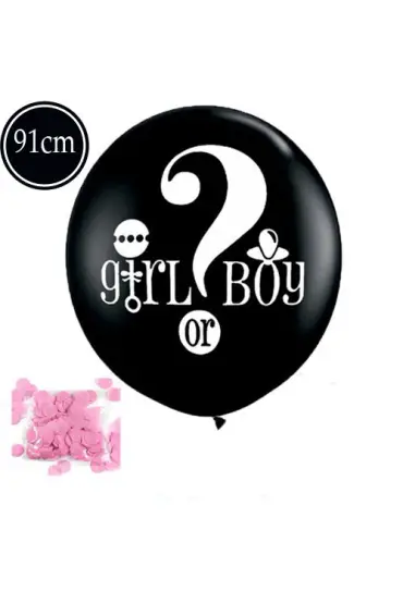 Cinsiyet Balonu Pembe Pullu 36 İnç (91 cm)