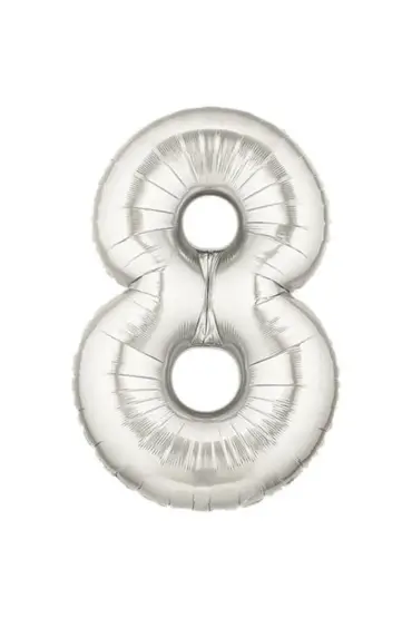 Şekilli Supershape Silver Rakam Folyo Balon 8 Numara