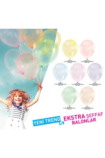 Karışık Renkli Şeffaf Lateks Balon 100 Adet