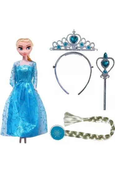 Karlar Ülkesi Elsa Anna Frozen Saçı Asası ve Taç Seti