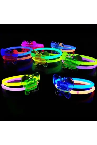 Neonlu Glow Stick Kelebekli Bileklik Karışık Renk 1 Adet