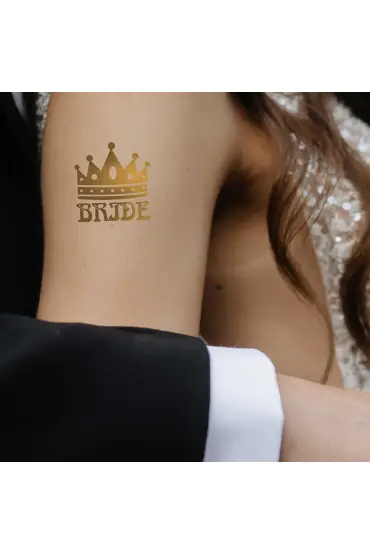 Tekli Bride Tattoo Model 7 - Altın Yaldız - 5,5 cm x 5,5 cm - Geçici Dövme