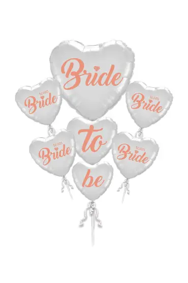 Bride To Be Team Bride Folyo Balon Buket Seti 5li Set Rose Gold Renk 100 cm