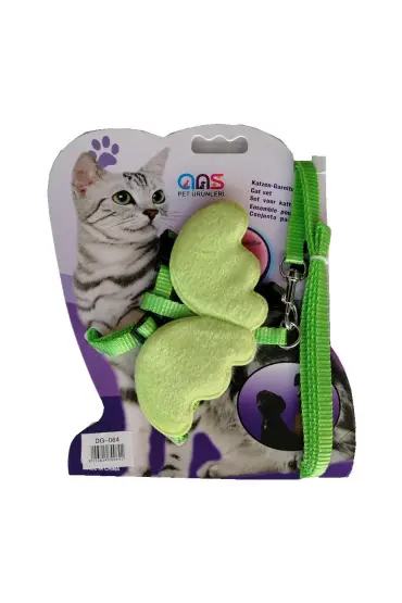 Kanatlı Melek Kedi Göğüs Bel Tasması 20*32 cm Yeşil