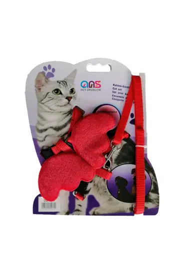 Kanatlı Melek Kedi Göğüs Bel Tasması 20*32 cm Kırmızı