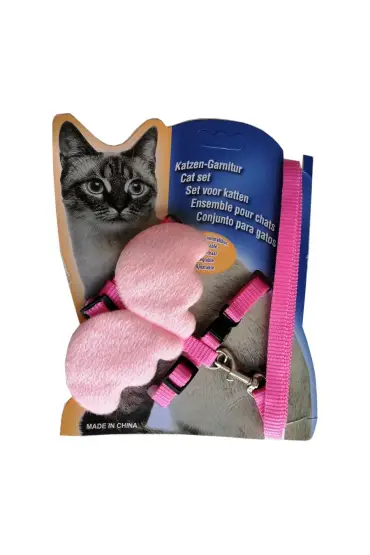 Kanatlı Melek Kedi Göğüs Bel Tasması 20*32 cm Pembe Pudra