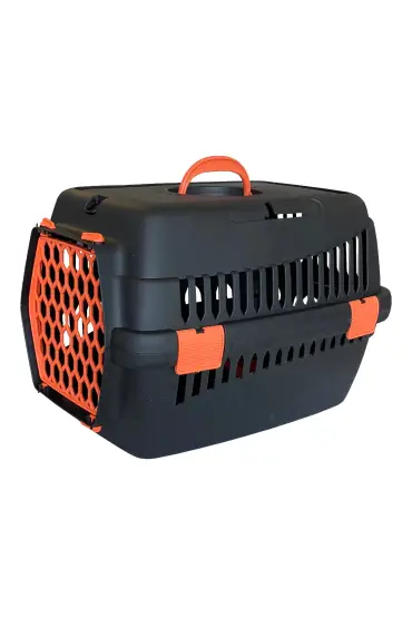 Lüx Kedi Köpek Taşıma Çantası 32 X 48 X 32 cm Siyah-Turuncu