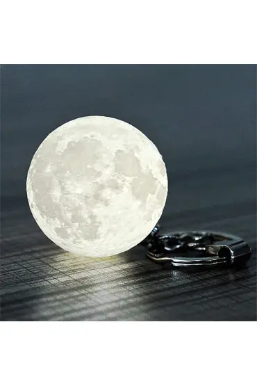 3D Led Anahtarlık  Moon Lamba Işıklı Ay Anahtarlık