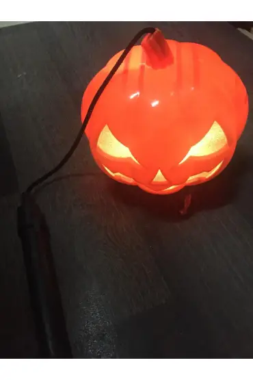 Led Işıklı ve Sesli Saplı Balkabağı Turuncu  Dekor Süs- Halloween Cadı Konsept