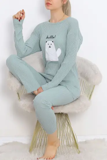 Nakışlı Pijama Takımı Mintbeyaz