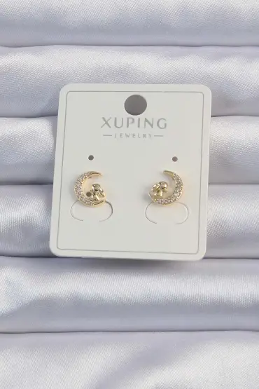 Xuping Gold Renk Zirkon Taşlı Tavşan Figürlü Ay Küpe - TJ-BKP9379