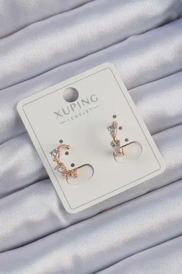 Xuping Rose Renk Damla Zirkon Taşlı Earcuff Küpe - TJ-BKP9410