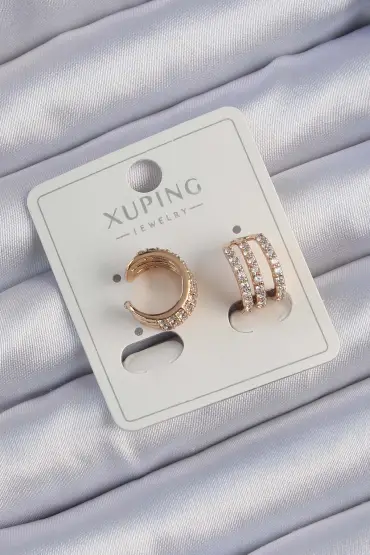 Xuping Rose Renk Sıralı Zirkon Taşlı Earcuff Küpe - TJ-BKP9423