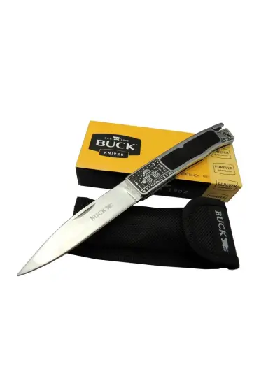 Buck Knives BK-001BRV Kamp Çakı 23 cm - Metal İşlemeli Sap, Kılıflı