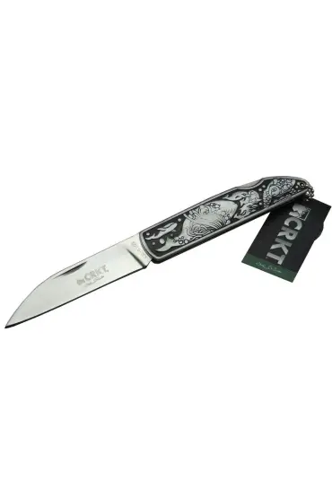 CRKT CR 0102 Kamp Çakı 20 cm - Balık Desenli Metal Sap, Kılıflı, Kutulu