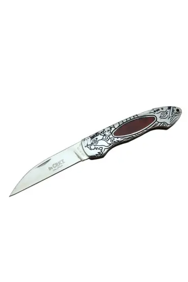 CRKT CR 0124 RD Kamp Çakı 20 cm - Metal Desenli Sap, Kılıflı, Kutulu