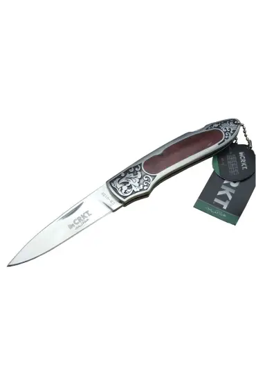 CRKT CR 0128 RD Kamp Çakı 18 cm - Metal Desenli Sap, Kılıflı, Kutulu