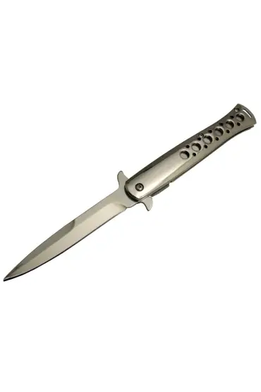 Tac-Force 1111WY Gri Yunuslu Kamp Çakı 23cm - Yarı Otomatik, Metal Sap, Kemerlikli