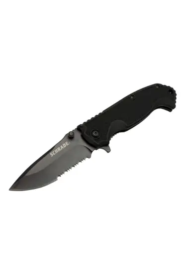 Schrade 5-1 Siyah Kamp Çakı 20cm- Yarı Otomatik, Testere Detaylı, Kemerlikli