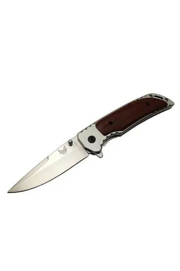 Benchmade DA56 Kahverengi Kamp Çakı 20cm- Yarı Otomatik, Kemerlikli, Ahşap - Metal Sap