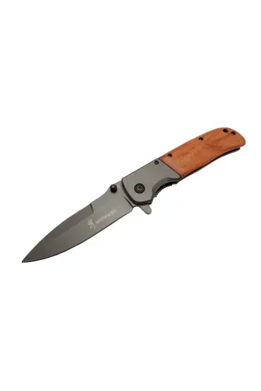 Browning DA 86 Kahverengi Kamp Çakı 22,5cm - Yarı Otomatik, Kemerlikli, Ahşap Sap, Kutulu