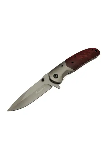 Browning DA 301 Kahve Kamp Çakı 22cm - Yarı Otomatik, Kemerlikli, Ahşap Sap, Kutulu