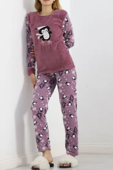 Peluş Polar Pijama Takımı Lila - 19178.1050.