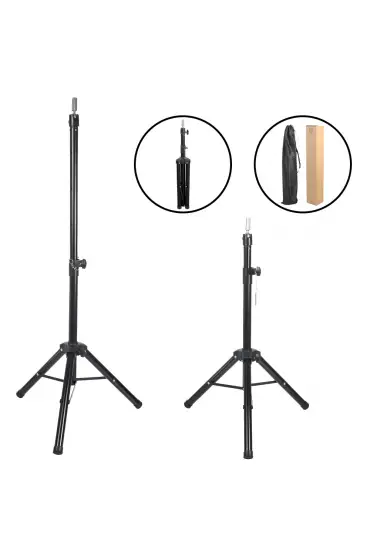 Kuaför Eğitim Mankeni İçin Metal Tripod / Siyah + Taşıma Çantası