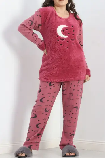 Battal Polar Pijama Takımı Mor