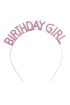 Pembe Renk Kristal Taşlı Parlak Birthday Girl Yazılı Taç 16x17 Cm