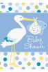 Baby Boy Stork Temalı Mavi Renk Baby Shower Davetiye 8 Adet