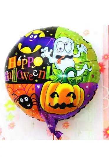 Halloween Örümcekli Kabaklı Folyo Balon 18 İnç