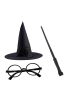 Harry Potter Siyah Şapkası Harry Potter Gözlüğü Harry Potter Asası 3 Lü Set