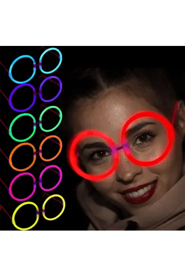 Glow Stick Parti Gözlüğü Glow Partisi Yuvarlak Şekilli Fosforlu Gözlük 6 Adet