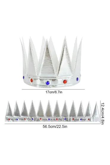 Gümüş Renk Eva Yumuşak Kral Kraliyet Tacı Yetişkin Çocuk Uyumlu 55 Cm