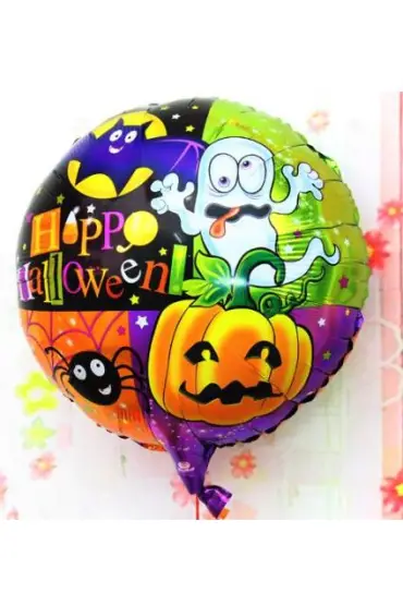 Halloween Örümcekli Kabaklı Folyo Balon 18 inç (4767)