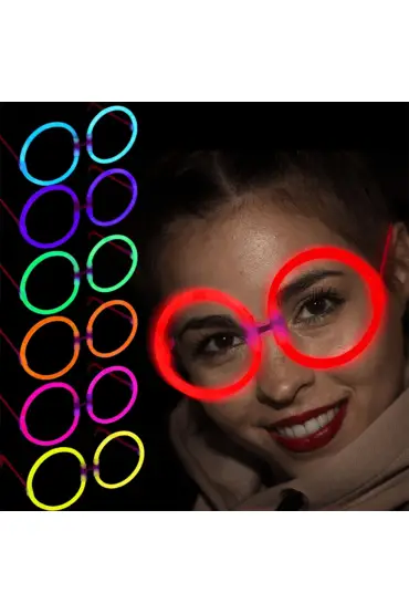 Glow Stick Parti Gözlüğü Glow Partisi Yuvarlak Şekilli Fosforlu Gözlük 6 Adet (4767)