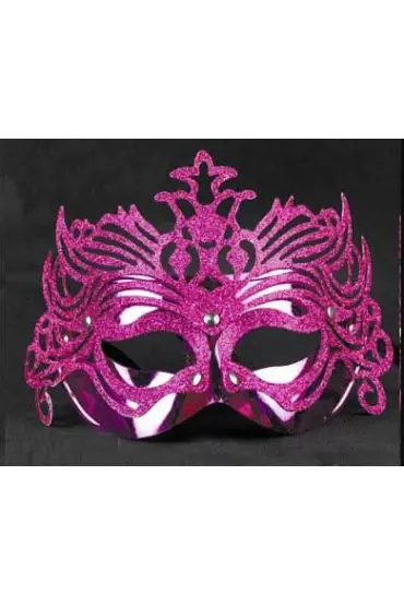 Metalik Fuşya Pembe Renk Masquerade Kelebek Simli Parti Maskesi 23x14 cm (4767)