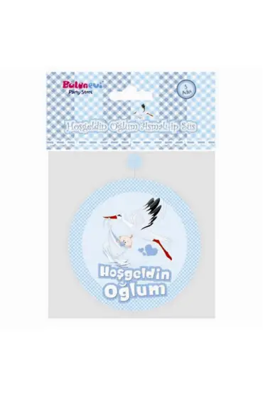 Hoşgeldin Oğlum Yazılı Baby Shower Partisi Asmalı İp Süs 3 Adet (4767)