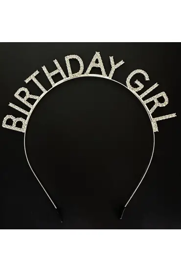 Gümüş Kristal Taşlı Birthday Girl Doğum Günü Tacı İthal Ürün A Kalite 17x16 cm (4767)