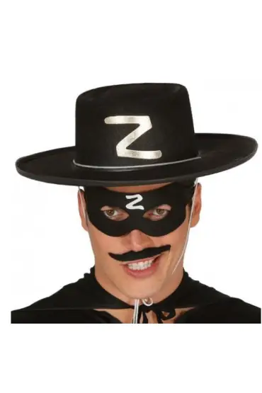 Z Logolu Yetişkin Zorro Şapkası ve Zorro Maskesi (4767)