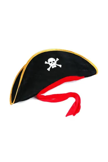 Yetişkin Boy Kadife Jack Sparrow Denizci Korsan Şapkası 50X20 CM (4767)